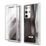 SURITCH for Samsung Galaxy S23 Ultra Case, [Built-in Screen Protector] [Dual-Layer Protection ] Full Protection Shockproof Rugged Bumper Phone Cover for Samsung S23 Ultra 6.8 Inch - Black Marble