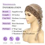 SAPPHIREWIGS Synthetic Headband Wigs Blonde Body Wave Glueless Headband Wigs for Black Women Natural Looking Highlight Ash Blonde Wavy Wig Heat Resistant 20 Inch