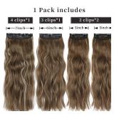 4PCS Clip in Hair Extensions Natural Soft Synthetic Hairpieces for Women Honey Blonde Mixed Chestnut Brown Extensins for Women(Honey Blonde Mixed Chestnut Brown)
