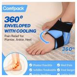 Comfpack Heel Ice Pack Wrap for Plantar Fasciitis Relief, Ankle Ice Pack Wrap for Swelling, FSA Eligible, Reusable Gel Cold Pack for Foot Pain Relief, Achilles Tendonitis, Ankle Sprain, Heel Pain