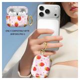 Cute Case Cover Compatible with AirPod Pro 3 Generation(2025), Shockproof for Women & Girls with Cute Golden Round Buckle Protective, Anti-Drop Design(Strawberry Bow Flower)