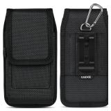 ykooe Cell Phone Holster Compatible with iPhone 16/15/14/13/12 Pro Max & Plus,17 Air Models - Belt Clip and Card Holder, Black, XL