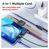 Travel Essentials 4 in 1 iWatch & iPhone Charger,Multi Charging Cable for Apple Watch Charger USB C Micro Nylon Compatible with iWatch Ultra/SE/10/9/8/7/6/5/4/3/iPhone 16/15/14/13 Galaxy Phone(4FT)