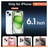 Temdan for iPhone 15 Case & iPhone 14 & iPhone 13 Case Clear with Screen Protector, Compatible with Magsafe, Anti-Yellowing, Military-Grade Protection, Shockproof Slim Magnetic Phone Case Cover