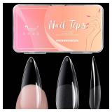 Ranrose Long Almond Nail Tips: 240pcs Nail Tips Full Cover False Nail 12 Sizes Half Matte Pre-shape Acrylic Almond Shaped Press On Nail Tips DIY Nail Salon
