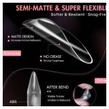 Ranrose Long Almond Nail Tips: 240pcs Nail Tips Full Cover False Nail 12 Sizes Half Matte Pre-shape Acrylic Almond Shaped Press On Nail Tips DIY Nail Salon