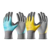 COOLJOB 2 Pairs Waterproof Kids Gardening Gloves for Age 2-4, Non-slip Double-layer Rubber Coating,Children Grippy Breathable Toddler Garden Work Gloves, Blue & Yellow, Small