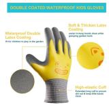 COOLJOB 2 Pairs Waterproof Kids Gardening Gloves for Age 2-4, Non-slip Double-layer Rubber Coating,Children Grippy Breathable Toddler Garden Work Gloves, Blue & Yellow, Small