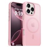 MOCCA Strong Magnetic for iPhone 16 Pro Max Phone Case, [Compatible with Magsafe][16FT Mil-Grade Drop Protection] Slim Thin Translucent Matte Protective Cover Case for iPhone 16 Pro Max Case, Pink