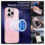 MOCCA Strong Magnetic for iPhone 16 Pro Max Phone Case, [Compatible with Magsafe][16FT Mil-Grade Drop Protection] Slim Thin Translucent Matte Protective Cover Case for iPhone 16 Pro Max Case, Pink