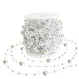 HADDIY Christmas Tree Beads Garland Decoration,66 Feet Silvery Pearl Strands Chain for Christmas Tree Decor,Crafts and Holiday DÃ©cor