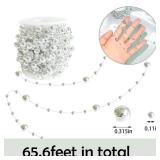 HADDIY Christmas Tree Beads Garland Decoration,66 Feet Silvery Pearl Strands Chain for Christmas Tree Decor,Crafts and Holiday DÃ©cor