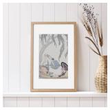 11x17 Oak Picture Frame, Solid Oak 11x17 Poster Frame with Mat to 8x12(Openning Size is 7.5x11.5), Natural Wood 17x11 Frames for Wall, Set of 1