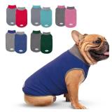 cyeollo 2 Pack Dog Sweater Stretchy Sweatshirt Soft Fleece with Reflective Stripe Pullover Jacket Pet Puppy Dog Clothes in Cold Weather Sweaters for Small Dogs Navy & Grey