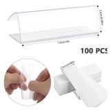 100 Pcs Plastic Label Holder with 100 Pcs Label Inserts, 3" L x1" H Clear Plastic Shelf Label Holder, Shelf Sign and Ticket Holder, Clips On to Shelves 5/8" to 3/4" Thick