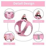AMTOR Small Dog Harness with Leash Set, No Escape Easy Walk Puppy Harnesses for Training Walking, Step-in Reflective Soft Dogs Vest for XS S Medium Extra-Small Large Sized Dog(L Size,Pink/White)
