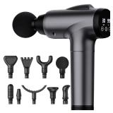OLsky Massage Gun Deep Tissue, Handheld Electric Muscle Massager, High Intensity Percussion Massage Device for Pain Relief with 9 Attachments & 30 Speed(Grey)