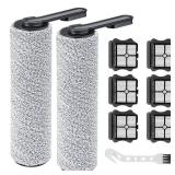 Floor ONE S5 Brush Roller and HEPA Filter Replacement, Compatible with Tineco S5 / S5 Pro /S5 Pro 2 / S5 Blue Cordless Wet Dry Vacuum Cleaner - 2 Brush Rollers + 6 Vacuum Filters + 1 Cleaning Tool