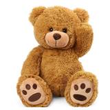 LotFancy Teddy Bear Stuffed Animals, 20 inch Brown Soft Cuddly Stuffed Bear Plush Toy, Cute Stuffed Animals with Footprints, Gifts for Kids Baby Toddlers on Baby Shower, Easter Decoration