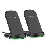 Yootech [2 Pack] Wireless Charger,10W Max Wireless Charging Stand,Compatible with iPhone 17/17 Pro/17 Pro Max/Air/16/15/14/13/SE 2022/12/11/X/8,Galaxy S25/S24/S23(No AC Adapter)