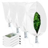 Homimp Plant Covers Freeze Protection, 4 Pack Frost Covers with Zipper Drawstring (23.6" x 31.5") Plant Protection Cover Bags for Outdoor Winter Frost Cold Weather Shrubs Trees Jacket Covers(White)