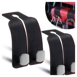 DYREOOE Purse Hook for Car, Universal Thickened Leather Sturdy Metal Car Purse Hook - Double Car Hooks, Bag Hooks for Car (Black - 2 Pack)