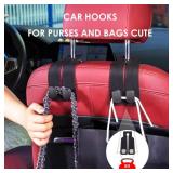 DYREOOE Purse Hook for Car, Universal Thickened Leather Sturdy Metal Car Purse Hook - Double Car Hooks, Bag Hooks for Car (Black - 2 Pack)