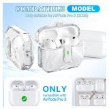 R-fun for AirPods Pro 3 Case (2025) Cover with Cleaning Kit, Military-Grade Shockproof Transparent Non-Yellowing, Auto Pop-Up Lid Design for AirPods Pro 3rd Generation Case, Glitter
