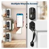 Veise VE06-H Smart Front Door Lock Set, App Control, Keyless Entry Deadbolt with Lever Handle, Electronic Digital Touchscreen Keypad, Auto Lock, Easy Install, Matte Black