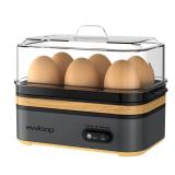 Evoloop Rapid Egg Cooker Electric 6 Eggs Capacity, Soft, Medium, Hard Boiled, Poacher, Omelet Maker Egg Poacher With Auto Shut-Off, BPA Free Tested Powers On