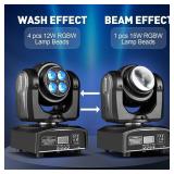 100W LED Moving Head DJ Lights 2-Sides Moving Head Wash & Beam Effect Stage Light RGBW 4-in-1 DMX Sound Active DJ Lights for Party Disco KTV Pub Bar Show Wedding Show - 1 PCS (1)
