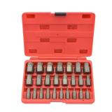 NEIKO 04204A Hex-Head Multispline Screw and Bolt Extractor Set, Easy-Out Screw Extraction, Broken Bolt Remover, Stripped Fastener Tool, 1/8 Inch to 7/8 Inch in 1/32-Inch Increments, CrMo, 25 Pieces