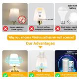 Vimhou Battery Operated Wall Sconce: Peel and Stick Adhesives Stick On Non Drill Wall Light, Rechargeable Wireless Wall Lamp with Battery Corn Bulb for Bedroom Wall Decor (Gold,20inch)
