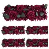 DIYDOFUN Pack of 4 Artificial Flower Wedding Arch Decorations, 18 inch Floral Centerpieces for Party Bridal Shower Event Table Wall Arrangement - Burgundy