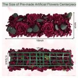 DIYDOFUN Pack of 4 Artificial Flower Wedding Arch Decorations, 18 inch Floral Centerpieces for Party Bridal Shower Event Table Wall Arrangement - Burgundy