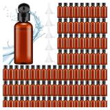 Eccliy 100 Pack 2 oz Travel Bottles Plastic Bottles with Lids Refillable Travel Size Cover Cap Plastic Liquid container for Toiletries Lotions Shampoo Creams Dispensing with 5 Funnels(Brown)