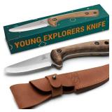 BeaverCraft Kids Boy Scout Knife - Whittling Knives for Kids - Safe Kid Knife with Rounded Tip & Sheath - First Bushcraft Knives for Boys 8-12 BSH Kid