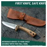 BeaverCraft Kids Boy Scout Knife - Whittling Knives for Kids - Safe Kid Knife with Rounded Tip & Sheath - First Bushcraft Knives for Boys 8-12 BSH Kid