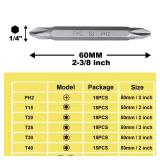 FamlTol Screwdriver Bits PH2 Double Ended Screw Bit, 2-3/8" Length, S2 Alloy Steel PH2 Suitable for Impact Driver and Cordless Screwdriver | 10 Piece