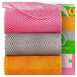 BAIKAFU 6Pcs Dish Wash Net,Innovative Mesh Cloth,Ultra Non-Scratch Dish Rags for Washing Dishes,100% No Odor/Quick Dry,Perfect Scrubber,Dish Sponges for Washing Dishes Yellow/Pink/Gray