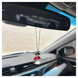 Cherry Car Decor Accessories for Women Cute Car Crystal Suncatcher Rear View Mirror Hanging Hippie Cherry Decorations Accessory Charm Gifts