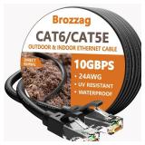 Ethernet Cable 50ft For Cat6/Cat5E, 40Gbps Support Cat8/Cat7, 24AWG Network Cable Indoor&Outdoor, Direct Burial Waterproof & UV Resistant, High Speed Snagless RJ45 LAN Cord -POE/Modem/Router, Black