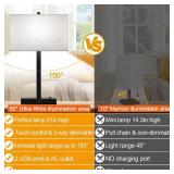 21" Touch Bedside lamps with 2 USB & AC Outlets, 3-Way Dimmable Bedside Table Lamps Set of 2 for Bedroom Living Room Office Reading, Gray Shade Lamps for Night Stands, 5000K LED Bulbs Included