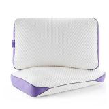 HOMELAB Adjustable Shredded Memory Foam Pillows Queen Size, Cooling Bed Pillows for Sleeping with Removable Cover, Medium Pillows for Side Stomach & Back Sleepers, 2 Packs 20"x28"