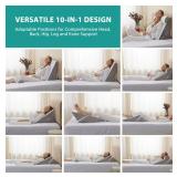 Bedluxe Wedge Pillow Headboard, 3PCS Orthopedic Bed Wedge Pillows Set for After Surgery, Adjustable Pillow Wedge for Acid Reflux&Back Pain Relief, Sleeping, Back Pillow for Bed Sitting Up, White/Grey