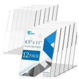 EHWINE 12 Pack Acrylic Sign Holder 8.5 x 11, L Shape Clear Plastic Display Stand, Slanted Back Picture Frame Menu Flyer Paper Display Stand up Table Top Sign Holders for Restaurant, Office and School