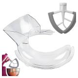 2PCS Flex Edge Beater and Pouring Shield Compatible with Kitchen Aid 4.5-5QT Mixer Bowl, Paddle Attachment with Silicone Edges Compatible with Kitchen aid Mixer Accessories and Attachments