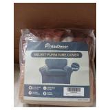 FantasDecor 2 Piece Chair Sofa Covers Velvet for Living Room Slipcovers with Individual Cushion Elastic Furniture Protector for Pets, Machine Washable (Armchair, Burnt Brick)