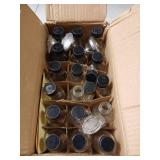 18 Pack, 2 oz Small Clear Glass Bottles w/Lid & 4 Stainless Steel Funnels - 60ml Boston Sample Bottles - Mini Travel Essential or Decorative Bottles for Potion, Juice, Wellness, Ginger Shots, Whiskey