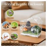 TCooSo Jumping Spider Enclosure for Small Species, Acrylic Reptile Terrarium Habitat with Feeding Hole for Tarantulas, Praying Mantis, Gecko,Insects, Hermit Crab, Lizard, Snails Isopods - 6"*4"*6"